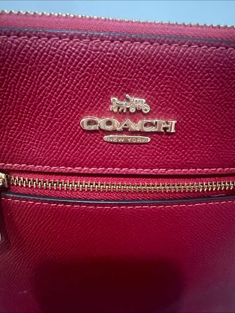 Coach Red Leather Crossbody with Gold Hardware - Picture 3 of 10